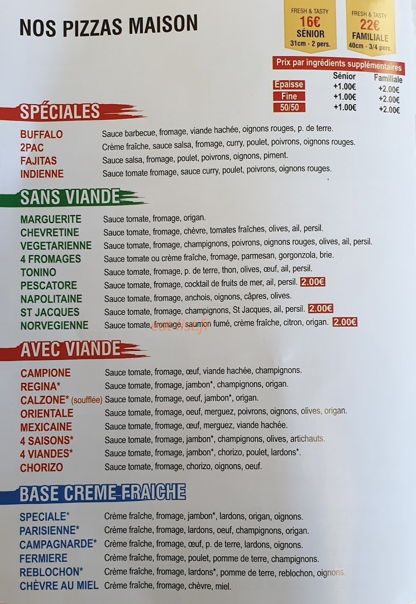 Arno Pizza — carte page 2