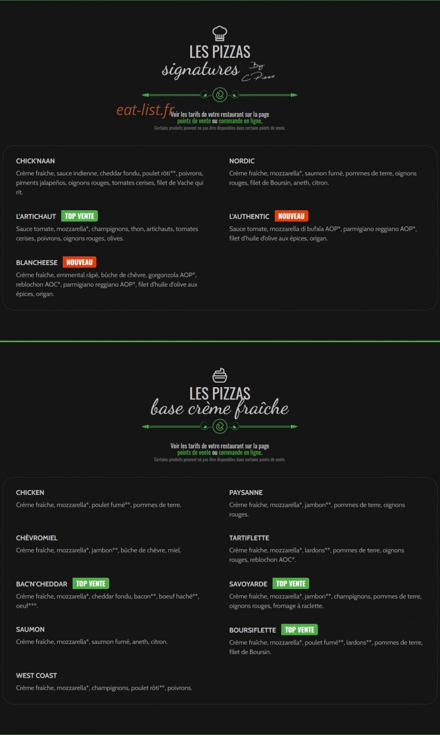 C Pizza au Feu de Bois — carte page 3