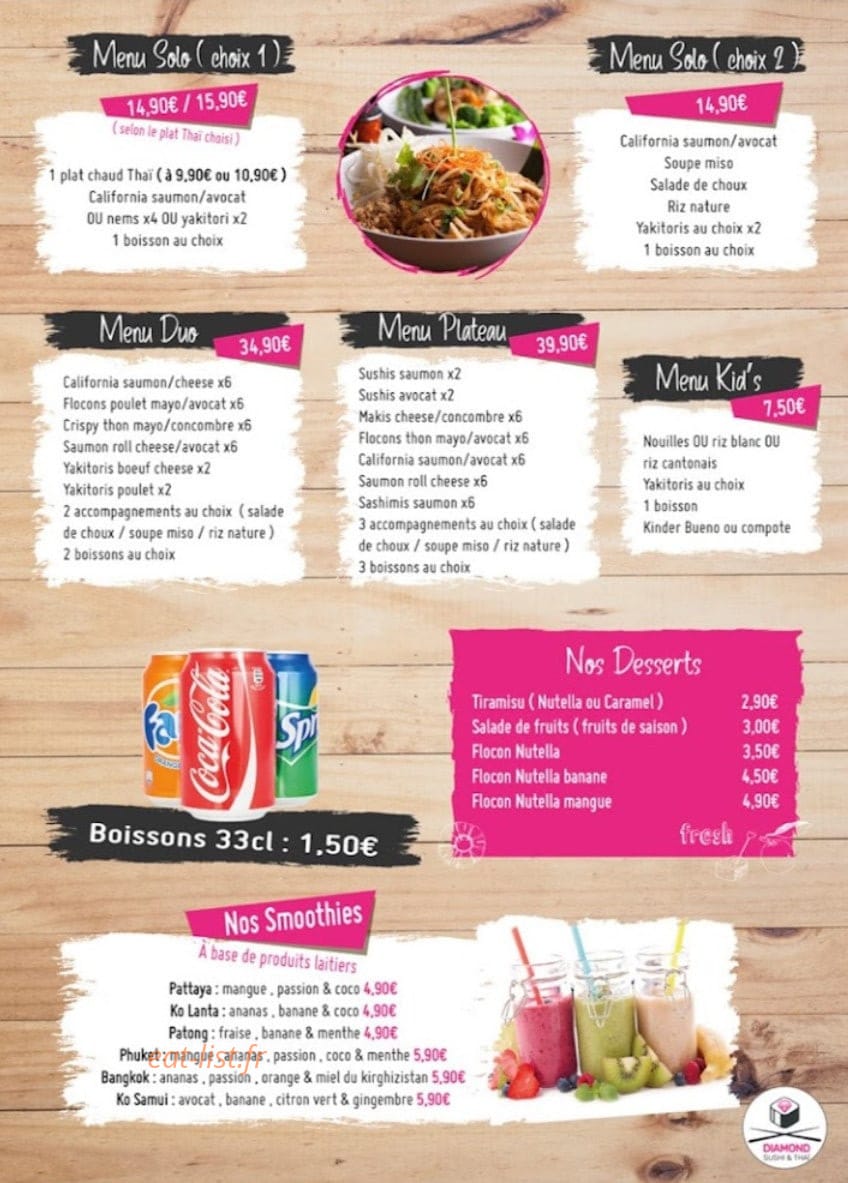 Diamond Sushi & Thaï — carte page 4