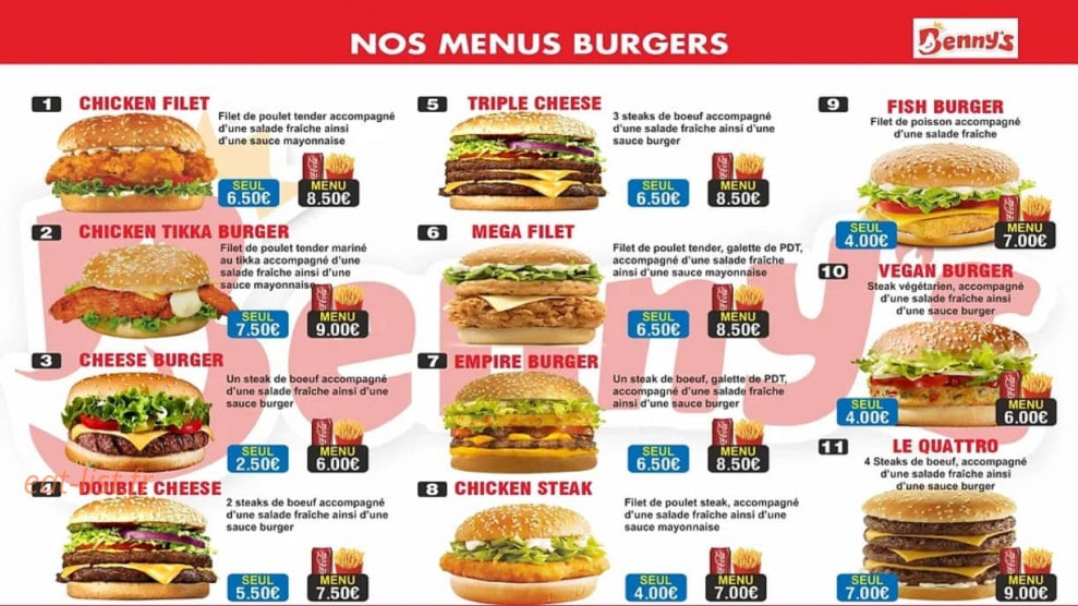 Benny's — carte page 1