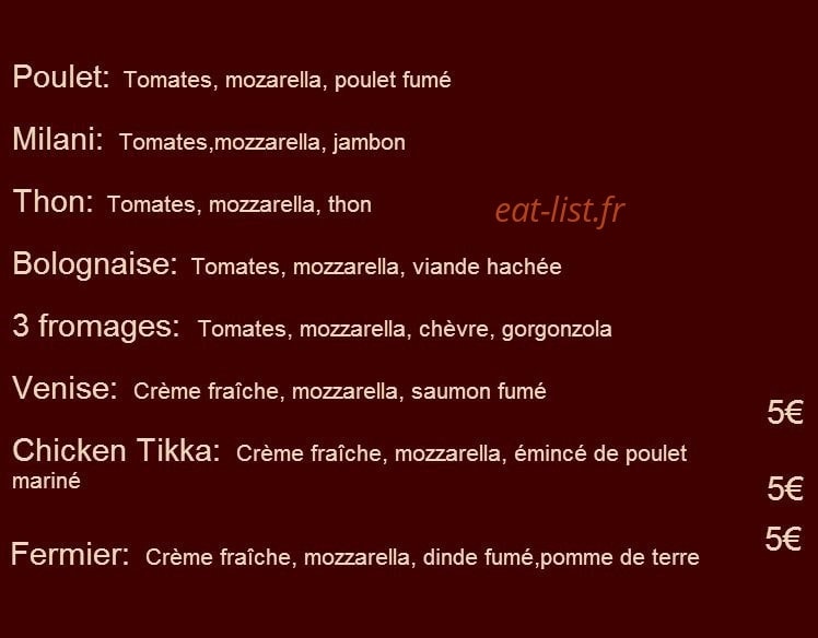 Diffa Pizza — carte page 2