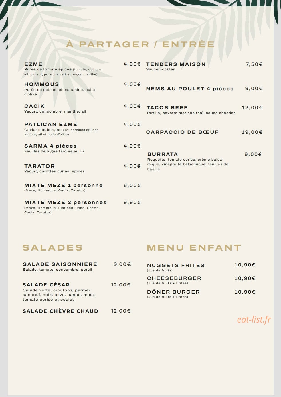Escam Restaurant — carte page 2