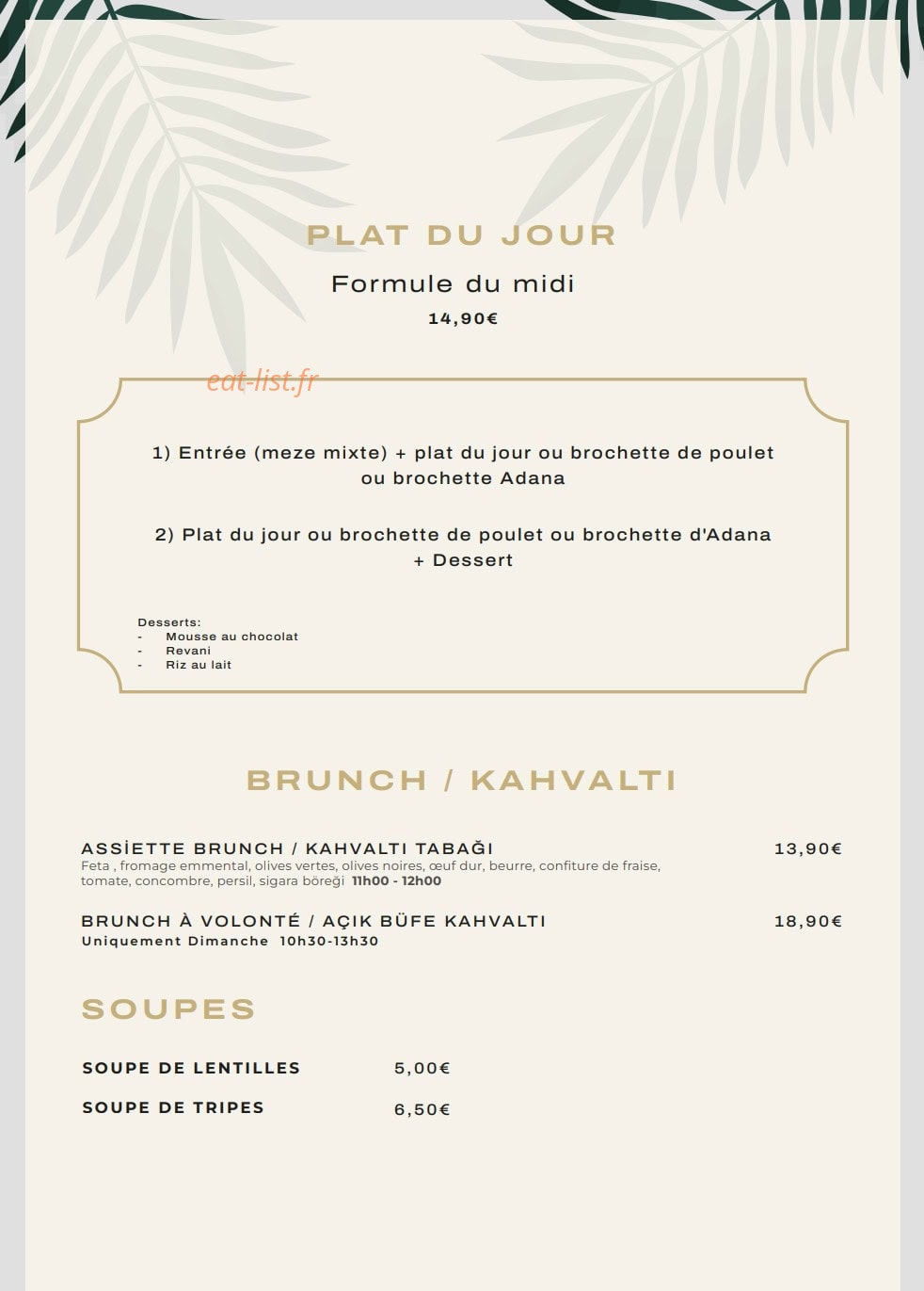 Escam Restaurant — carte page 3