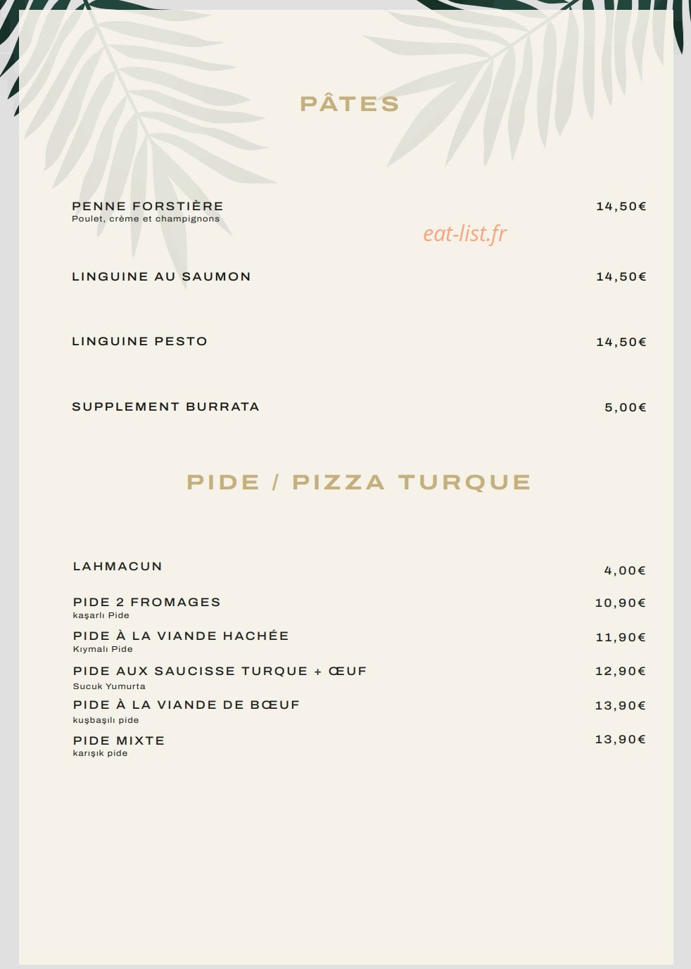 Escam Restaurant — carte page 4