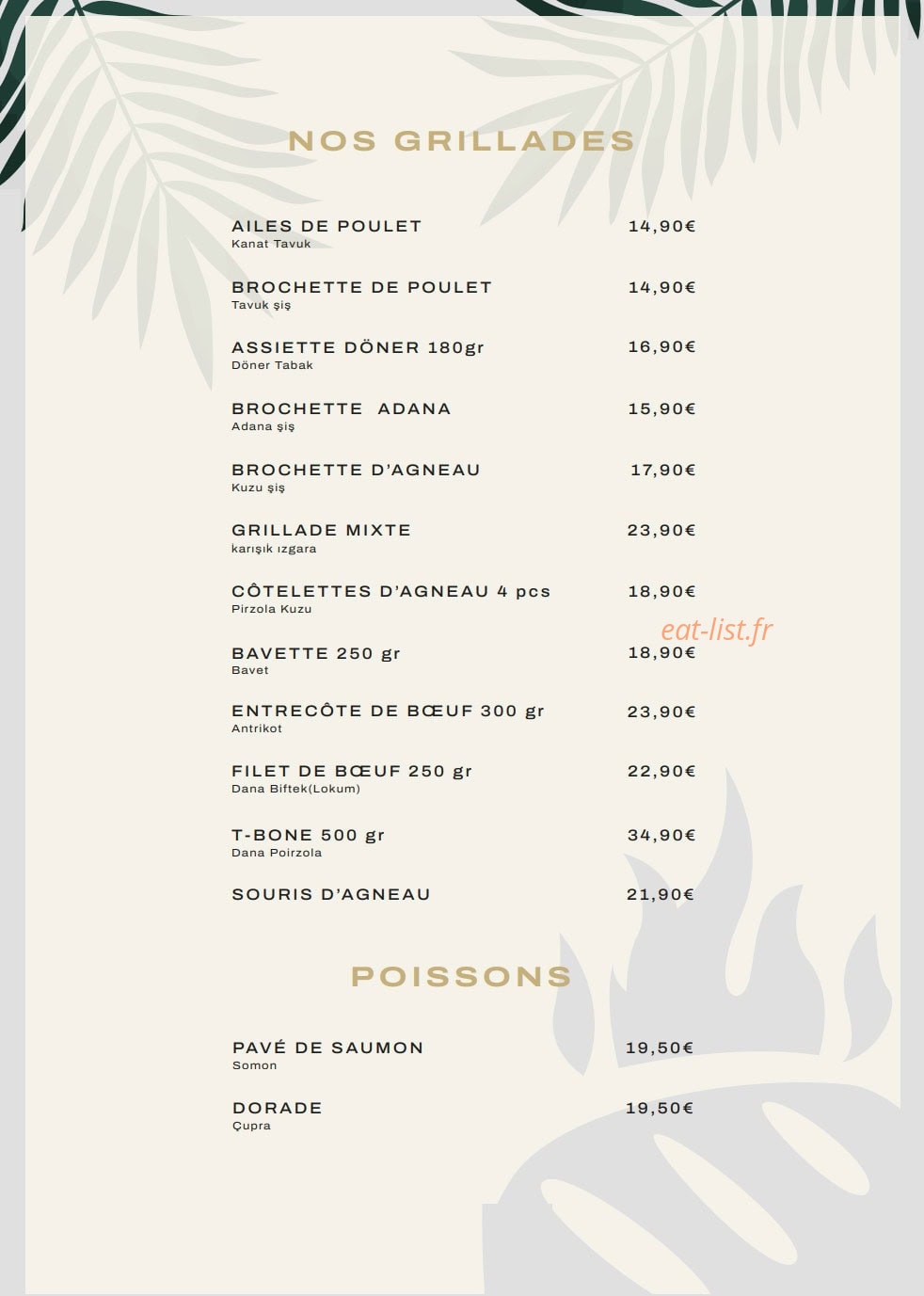 Escam Restaurant — carte page 5