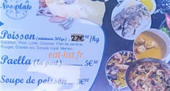 Carte et menu de L'ocean à Villiers le Bel — Extrait de la menu