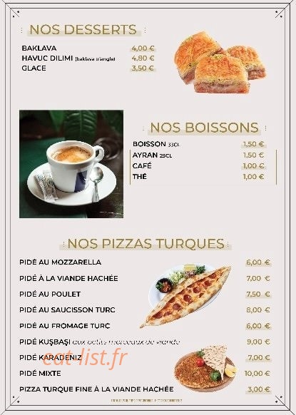 Carte et menu de Meat et grill à Villiers le Bel — Les desserts, boissons et pizzas