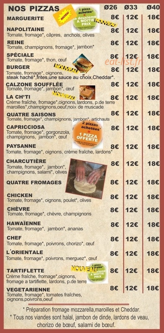 Carte et menu de Pizza du Vexin à Magny en Vexin — autres pizzas