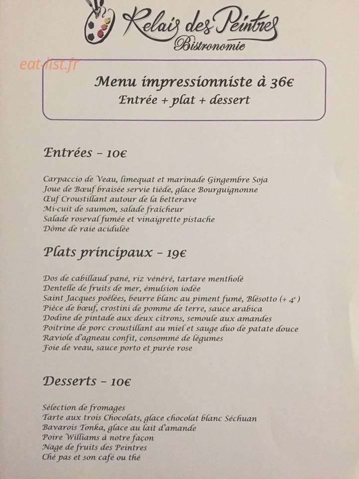 Relais des Peintres — carte page 1