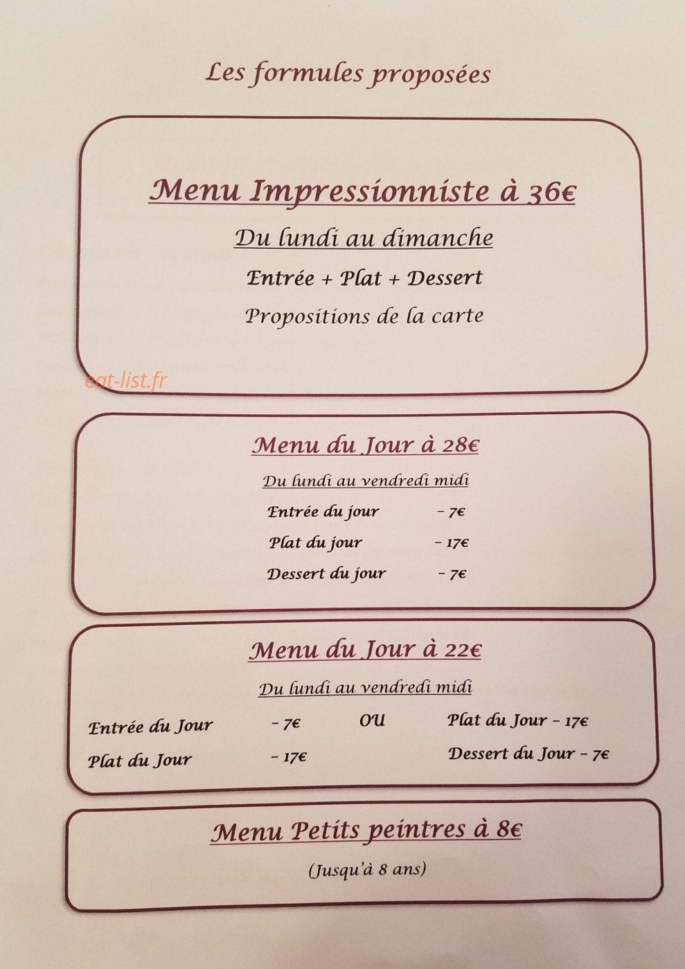 Relais des Peintres — carte page 2