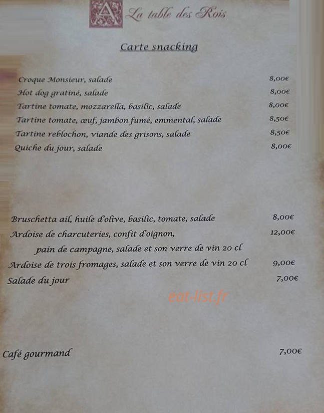 A La table des Rois — carte page 1