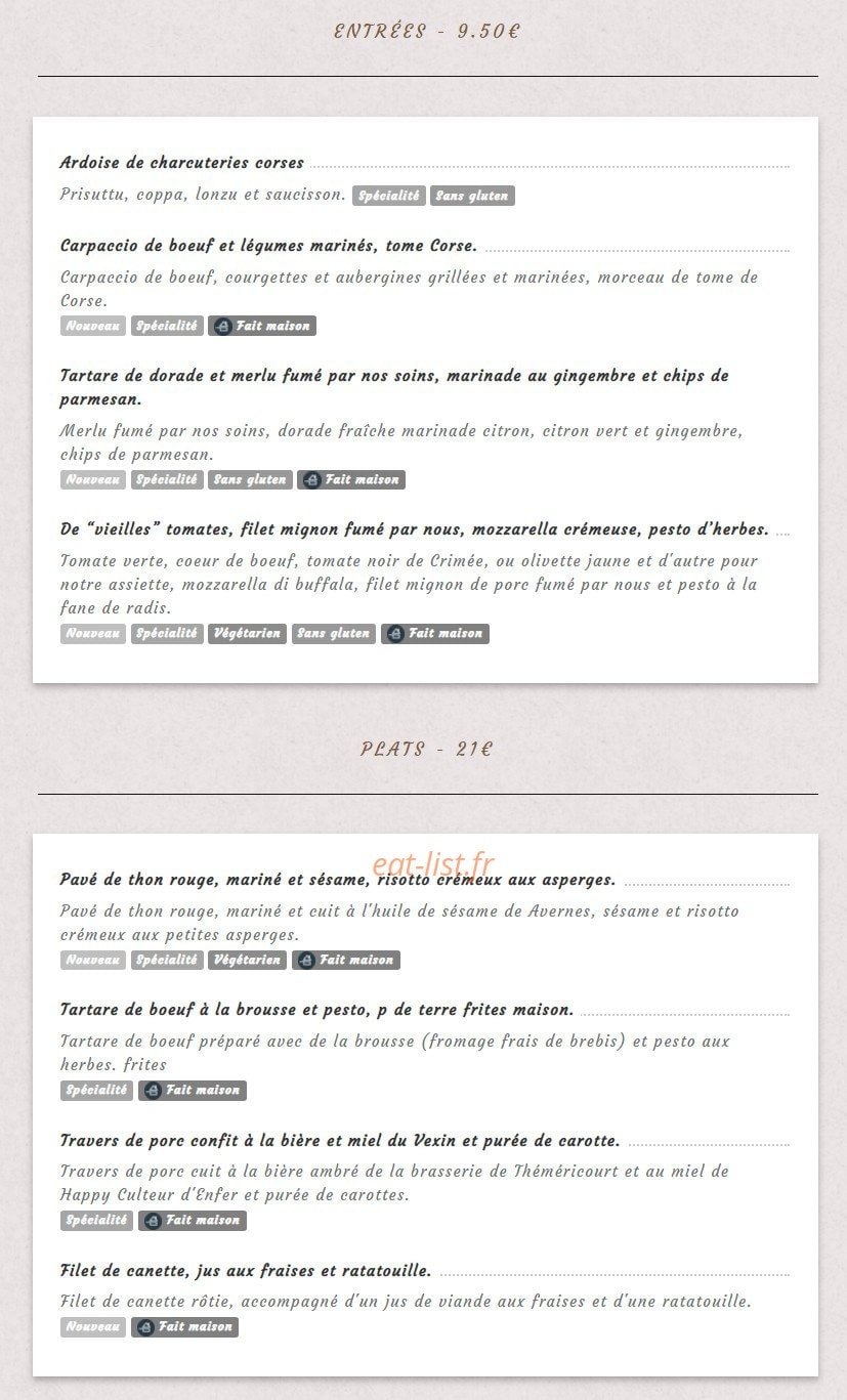 Le Clos De Petillon — carte page 1