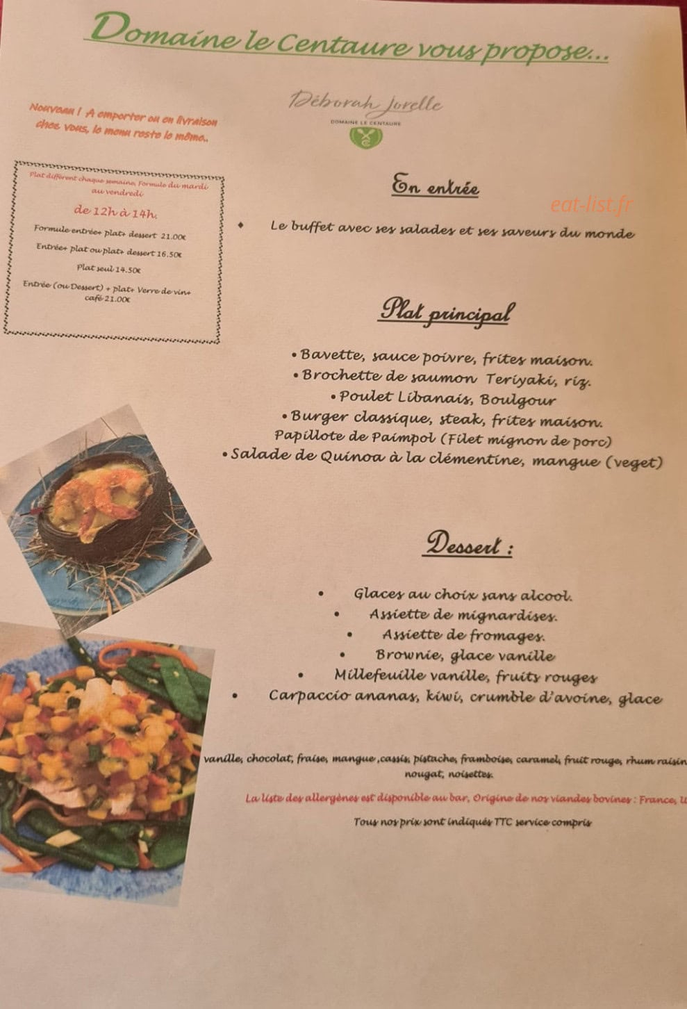 Domaine Le Centaure — carte page 1