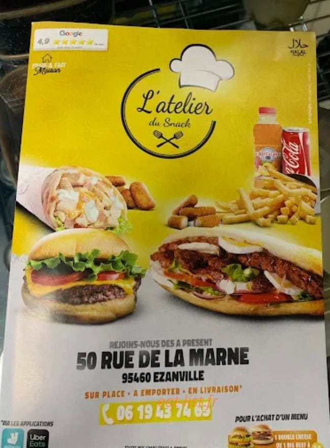 Carte et menu de L’atelier du snack à Ezanville — Les prestations