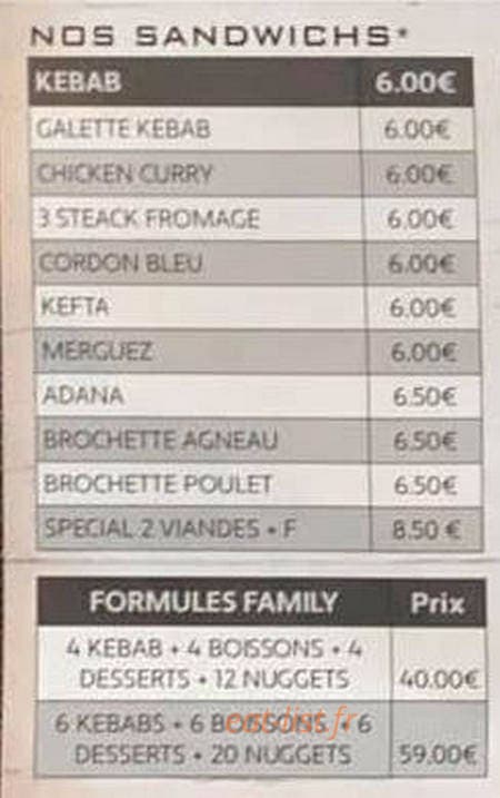 Restaurant de la Gare — carte page 1