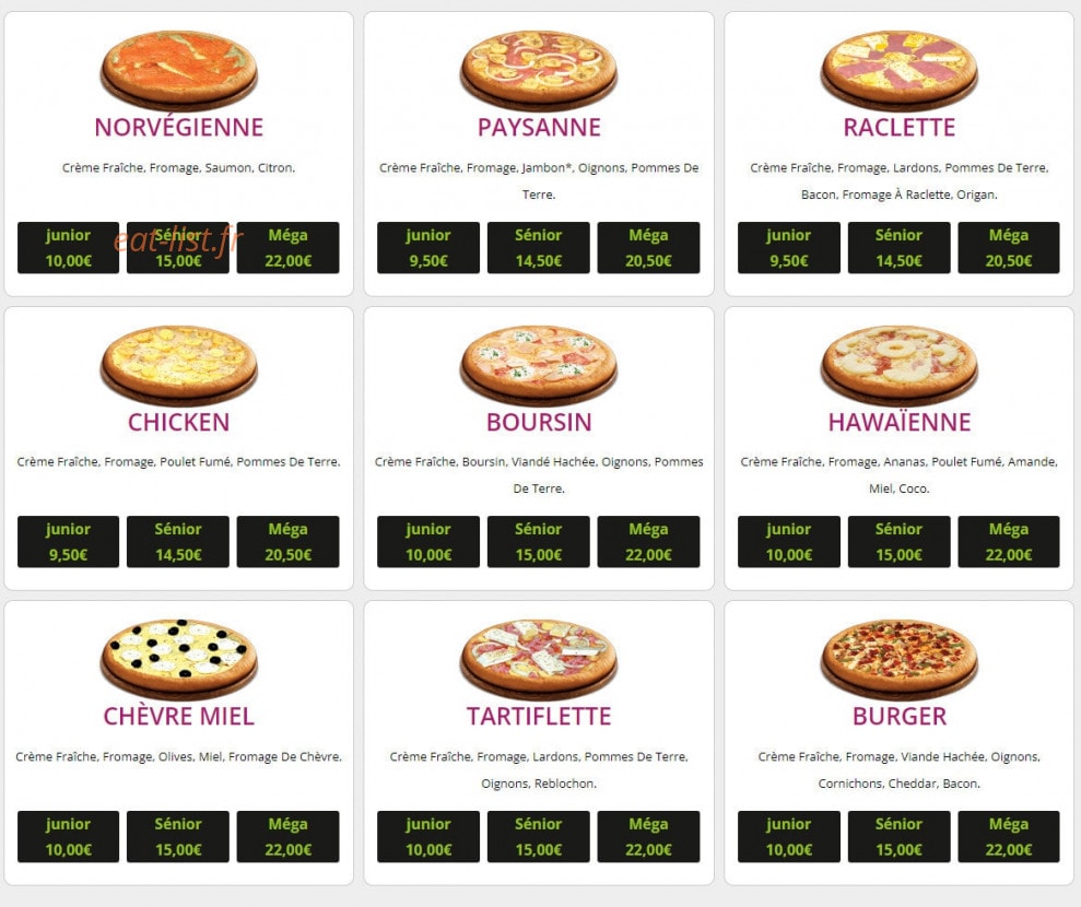 Seven Pizza — carte page 3