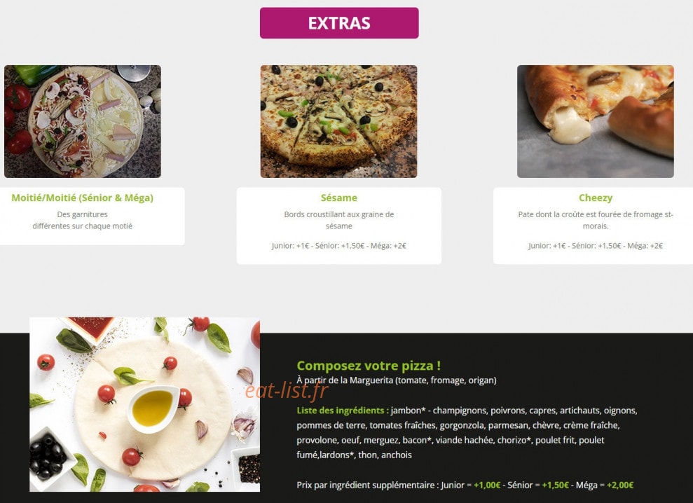Seven Pizza — carte page 2