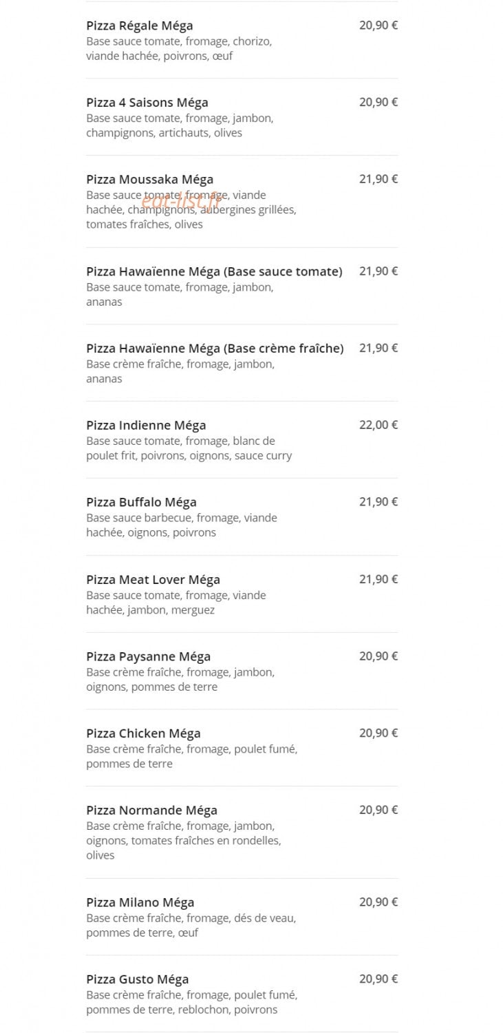 Gusto Pizza — carte page 9