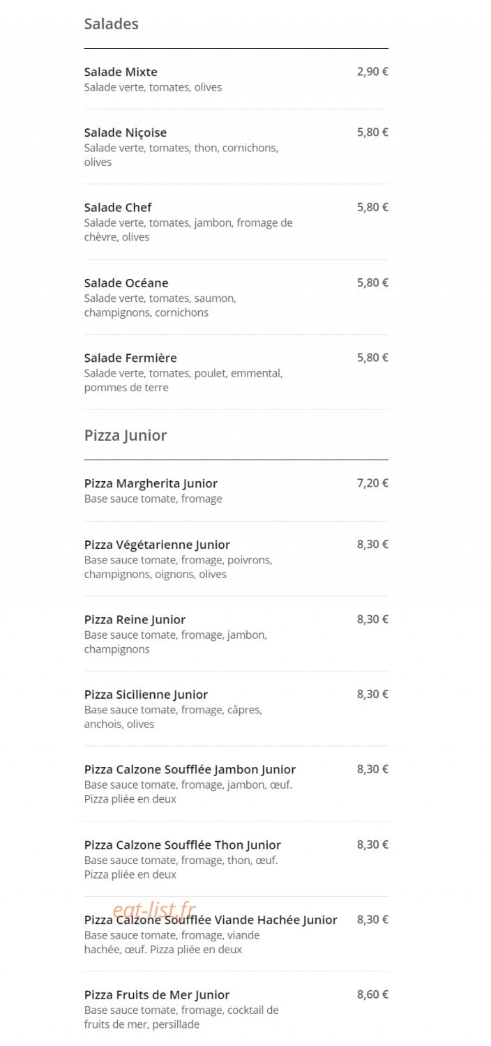 Gusto Pizza — carte page 2