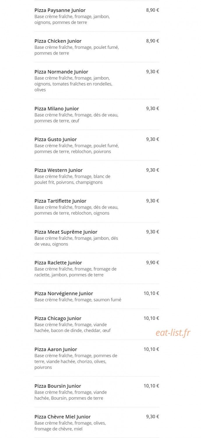 Gusto Pizza — carte page 4