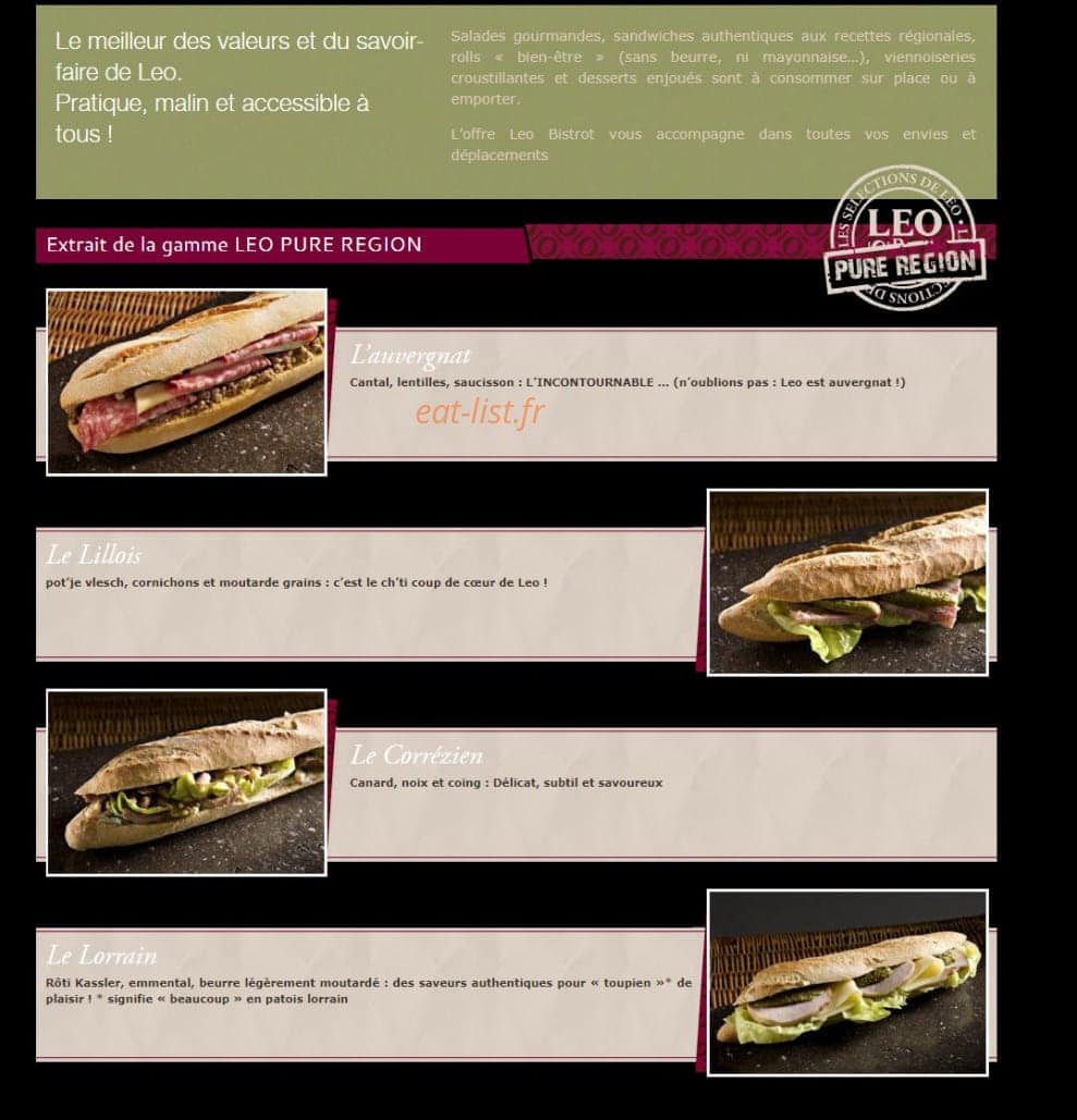 Léo Resto — carte page 1