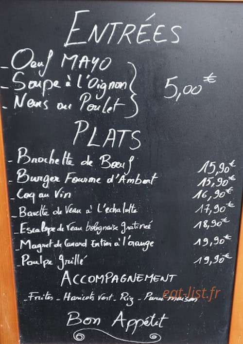 A La Bonne Heure — carte page 1
