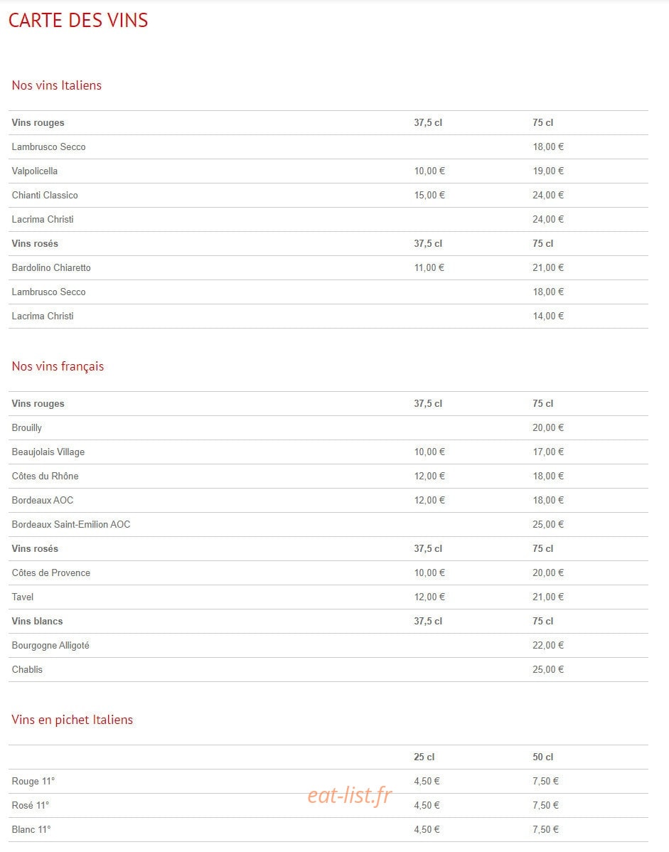 Bono Pizzeria — carte page 15