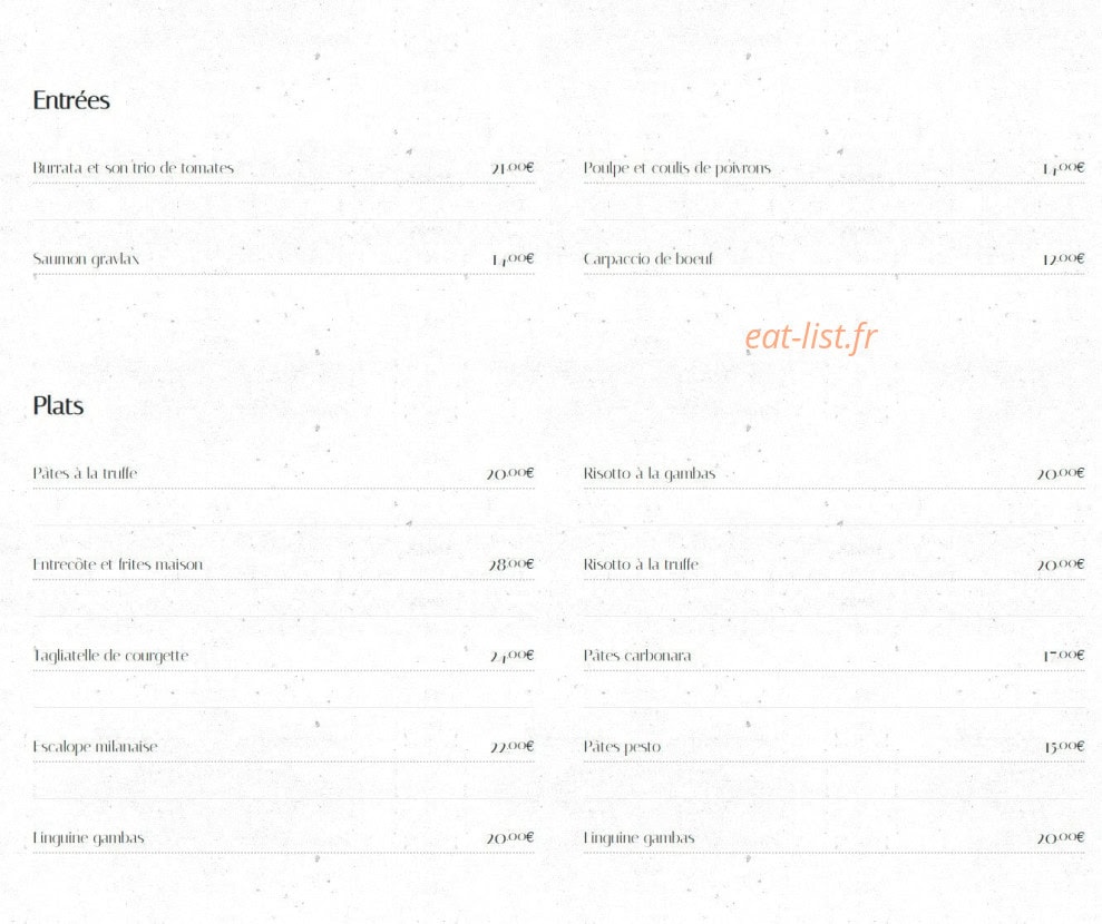 La Bella Vita — carte page 2