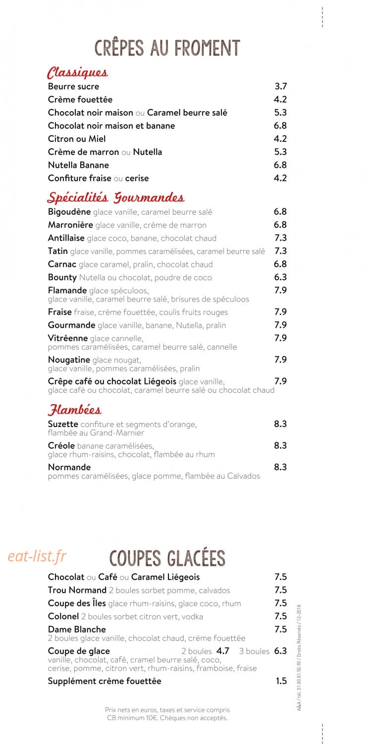 La Crêperie du Relais — carte page 3