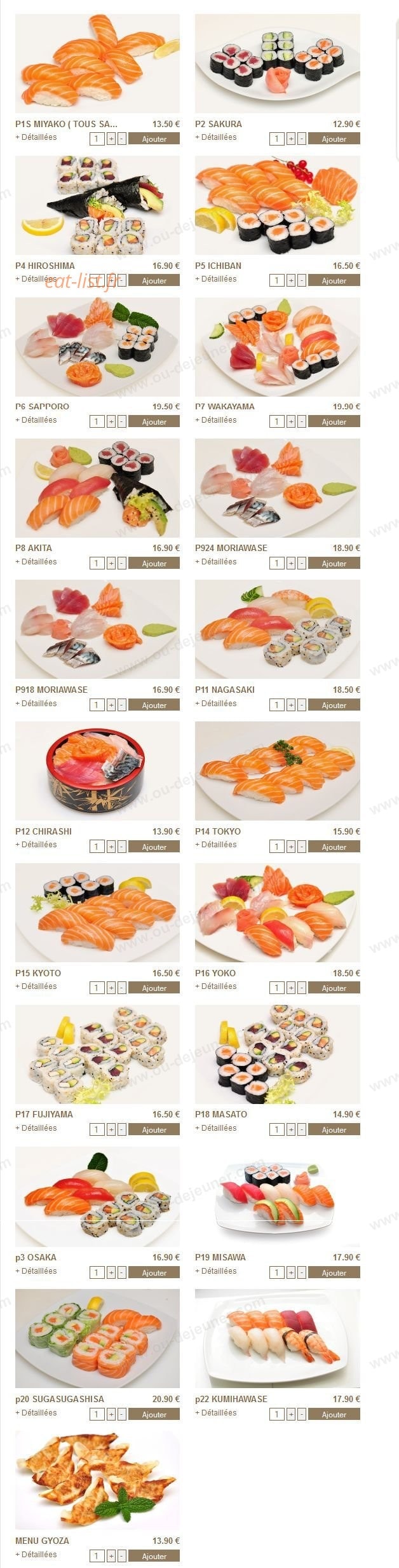 Sushi Yakitori — carte page 1