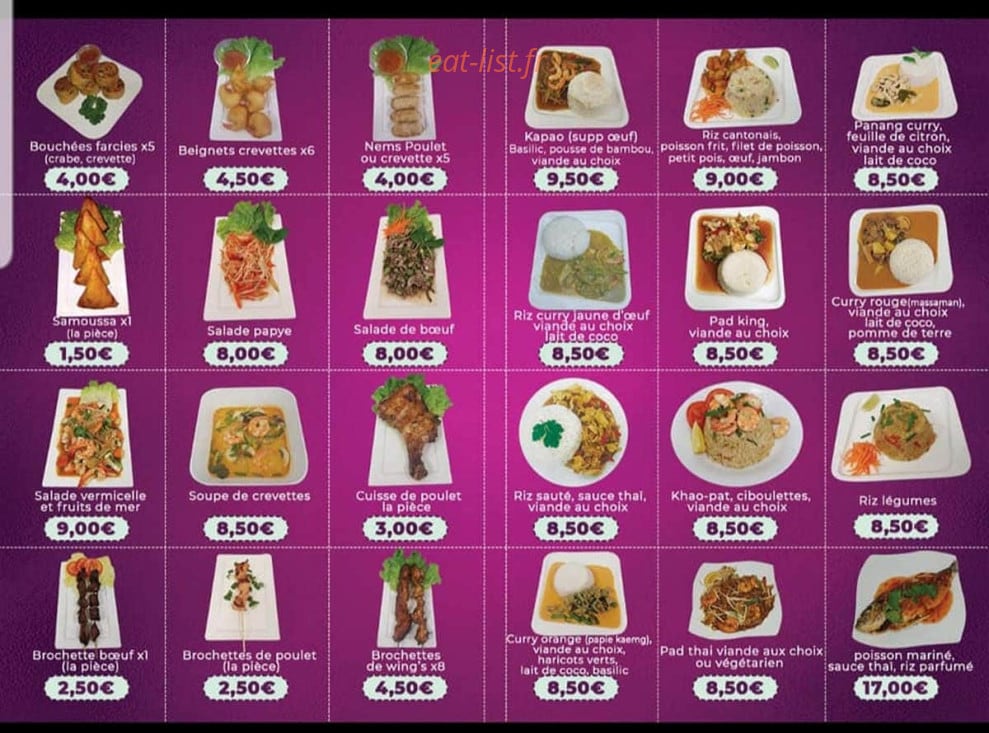 Carte et menu de Md food thai à Bonneuil en France — Les plats