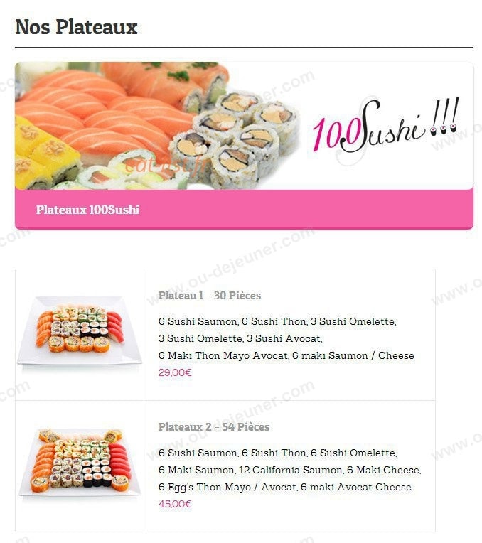 100 Sushi — carte page 17