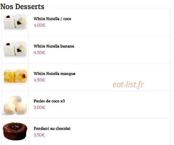 100 Sushi — carte page 20