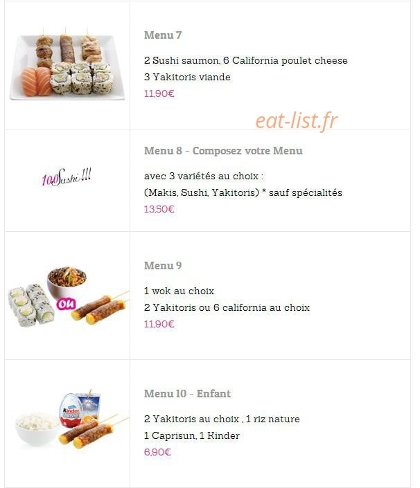100 Sushi — carte page 15