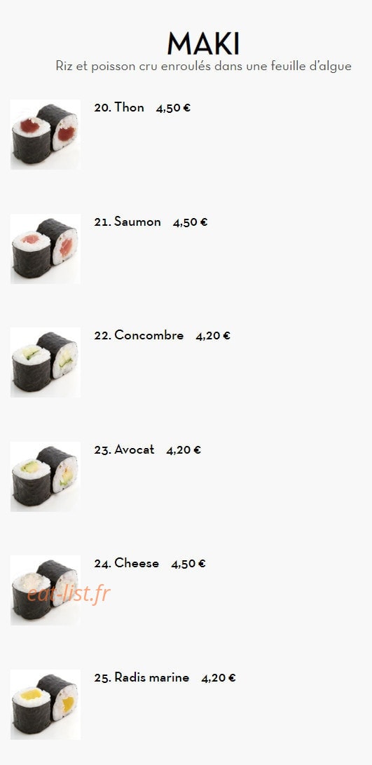 Hoki Sushi — carte page 18