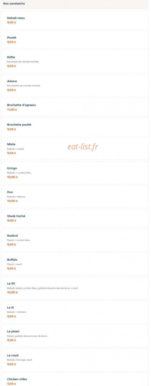 Istanbul kebab — carte page 2