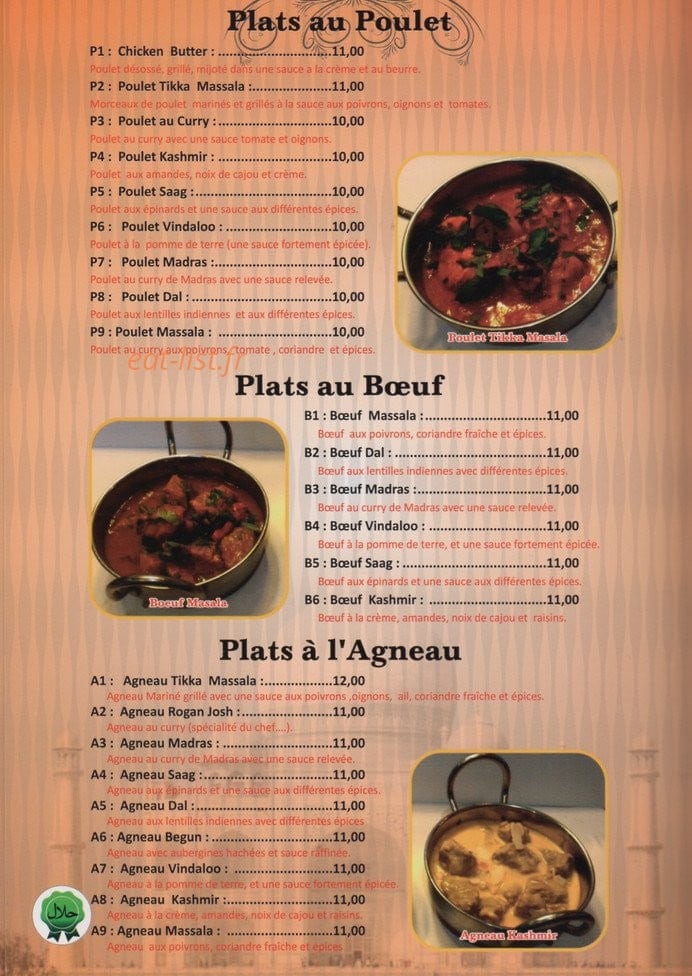 Kashmir Palace — carte page 3
