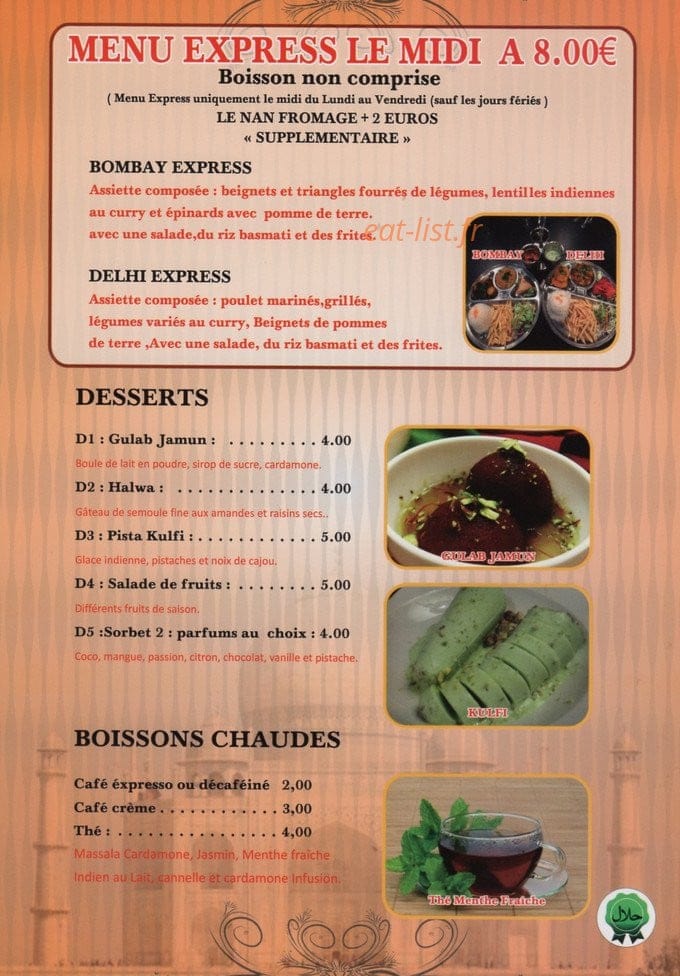 Kashmir Palace — carte page 6