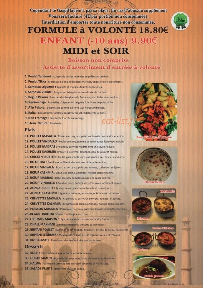 Kashmir Palace — carte page 7