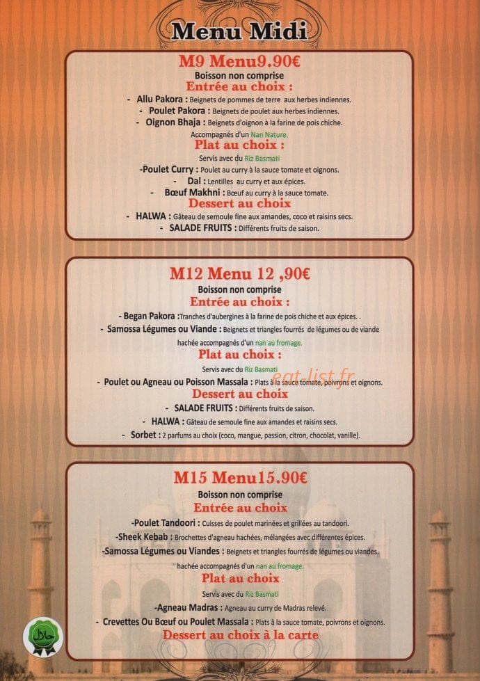 Kashmir Palace — carte page 5