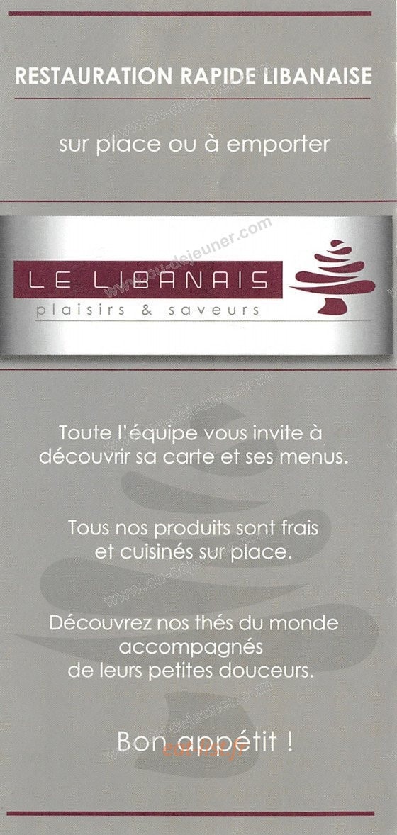 Le Libanais — carte page 1