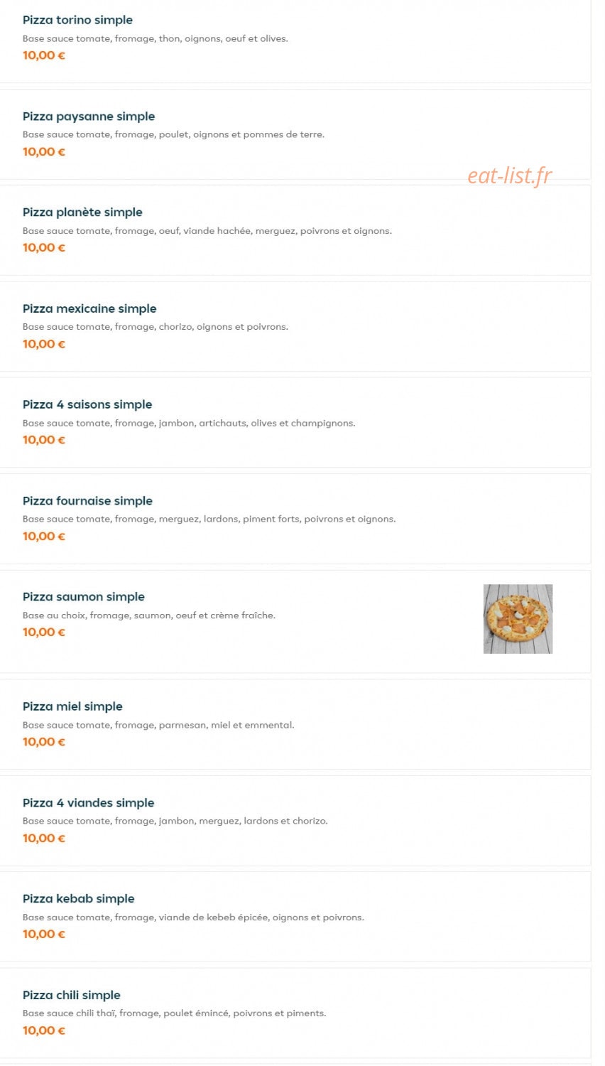 Pizza Express — carte page 5