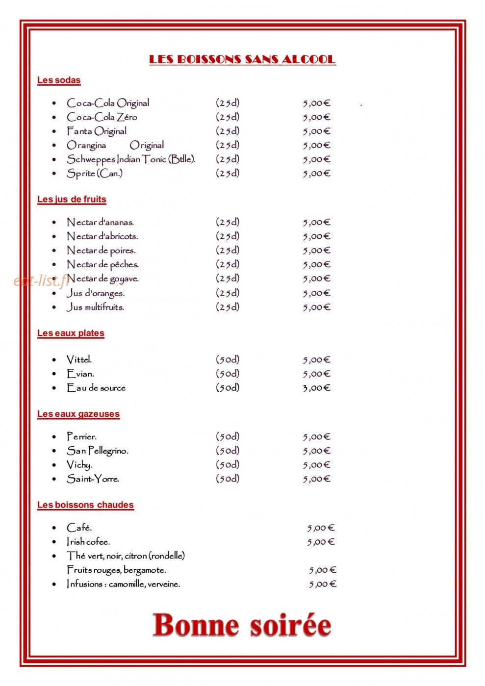 Cabaret Mangrove — carte page 8