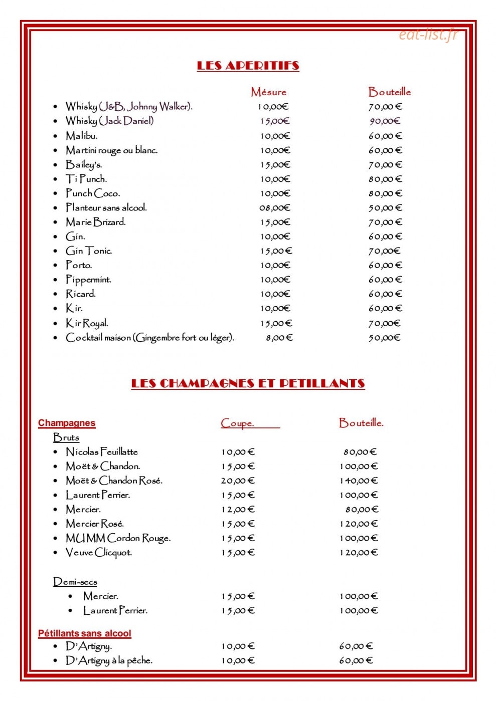 Cabaret Mangrove — carte page 6