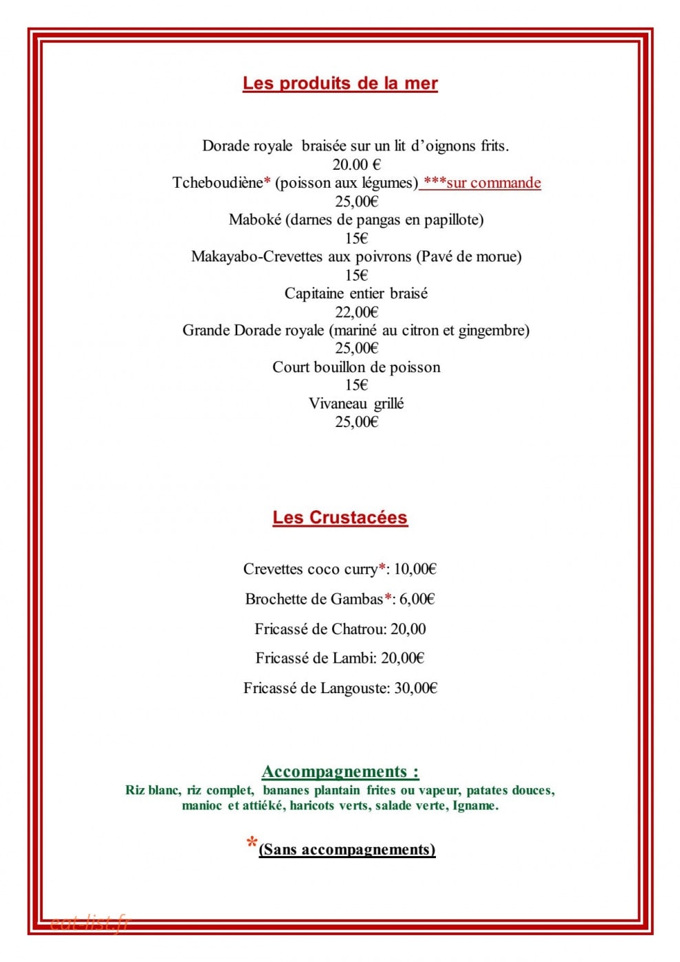 Cabaret Mangrove — carte page 3