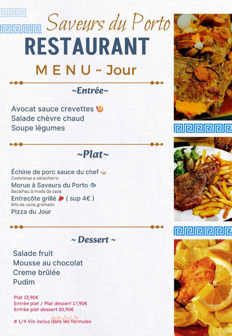 Saveurs du Porto — carte page 1