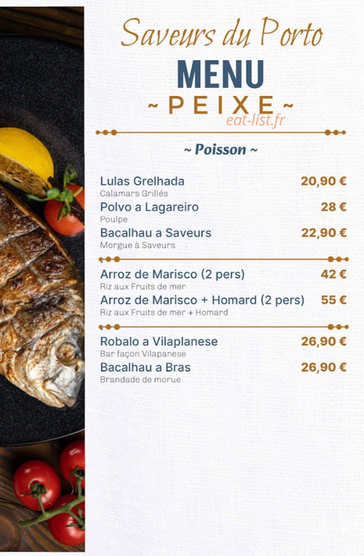 Saveurs du Porto — carte page 2