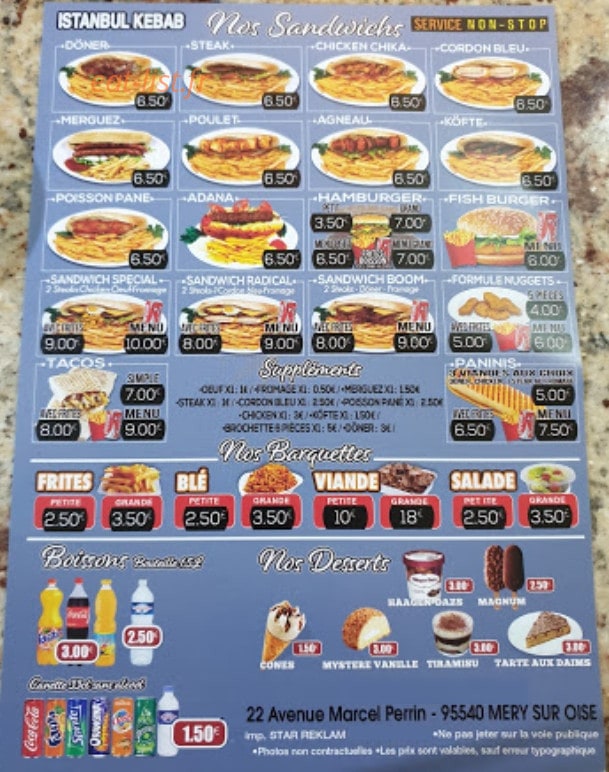 Istanbul Kebab — carte page 1