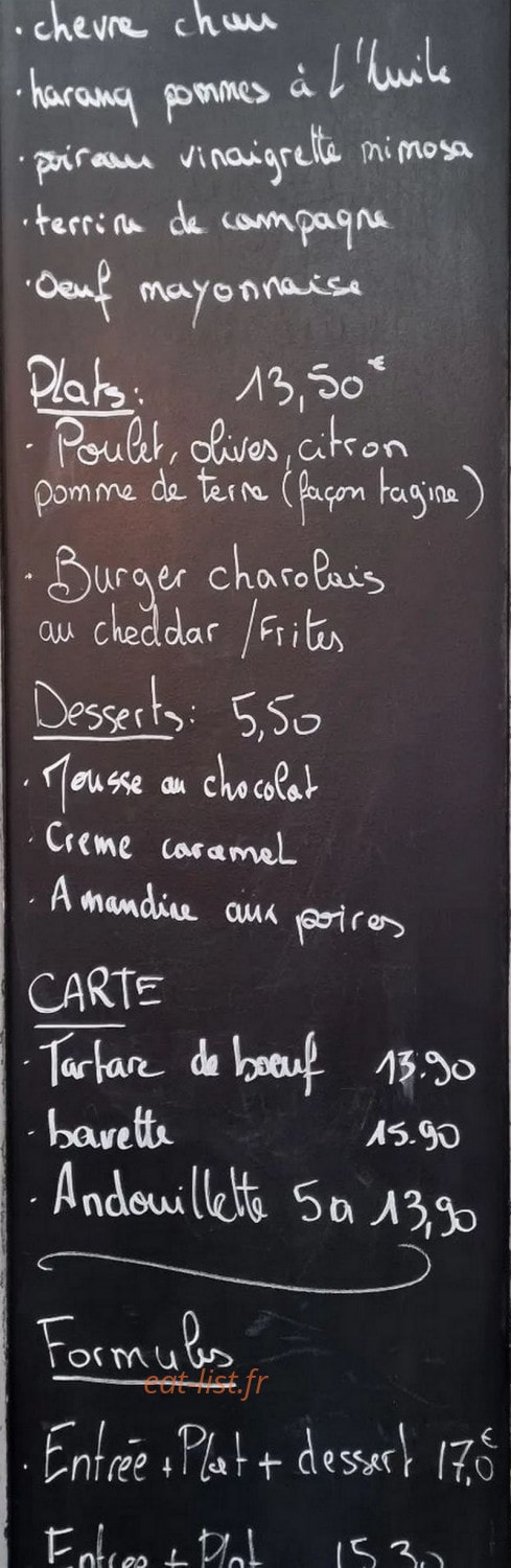 Le Bistrot du Château — carte page 1