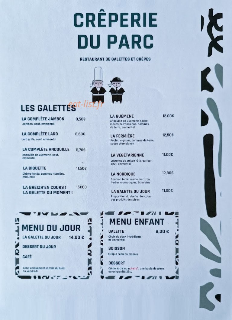 Crêperie du Parc — carte page 2